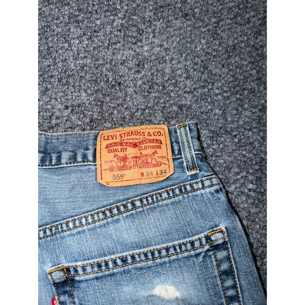 Levi's 559‎ Relaxed Straight Fit Jeans Light Wash Blue Denim Y2K (2005) W34 L34